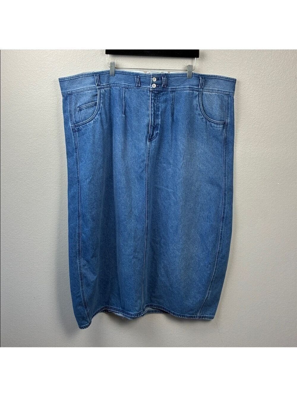 Anthropologie Pilcro Barrel Denim Maxi Skirt Rear Slit 26W - Picture 5 of 10